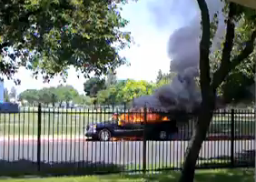Truck catches fire near campus 