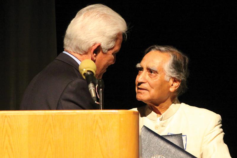 Congressman Jim Costa presented Dr. Sudarshan Kapoor with an award for his work towards civil rights.
Photos by Garrett Horn / The Collegian
