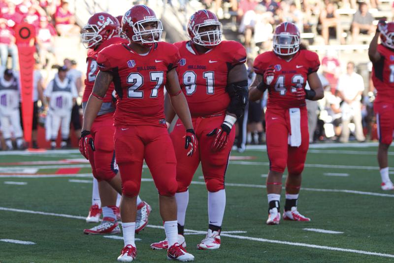 Head coach Tim DeRuyter is pushing on for defense to be more physical and fanatical as the Dogs prepare to face San Diego State this Saturday during the Homecoming game.
Roe Borunda / The Collegian
