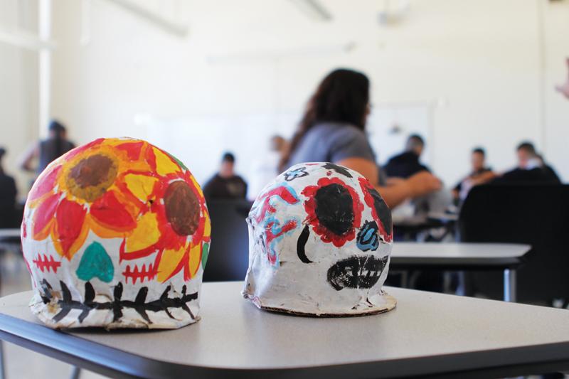 Colorful papier-mache skulls were made by Fresno State students and community members at the Dia de los Muertos workshop hosted by the Aztec Dance Club. 
Michael Price / The Collegian