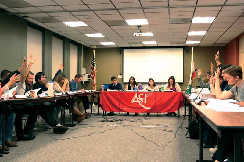 Senators and executives with Fresno State’s Associated Students Inc. vote during a meeting. All senators and executives sit on a variety of committees. 
Photo by Khlarissa Agee / The Collegian