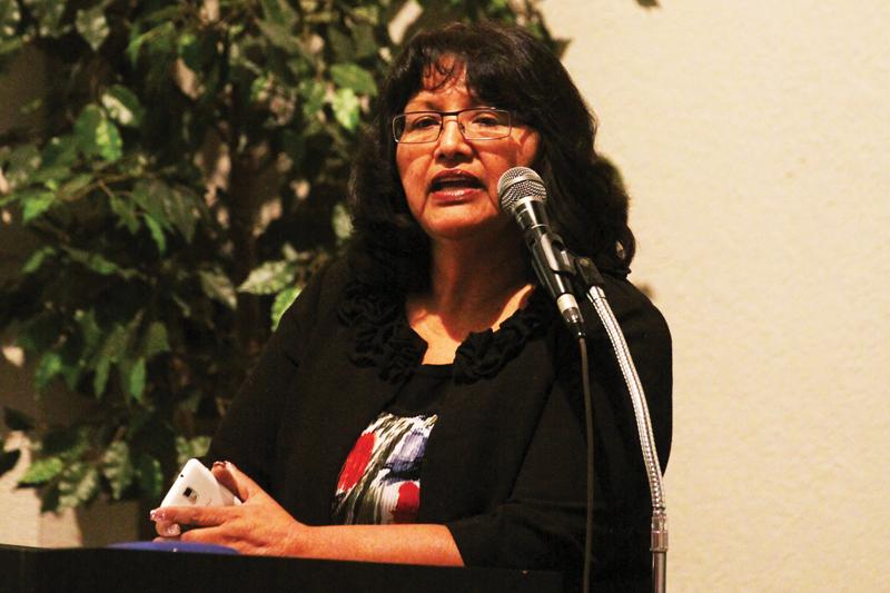 Fresno State alumna and former tribal council member Dora Jones, talks of the recent and growing dispute between various factions of the Chukchansi Indian tribe. 
Photo by Khlarissa Agee /  The Collegian