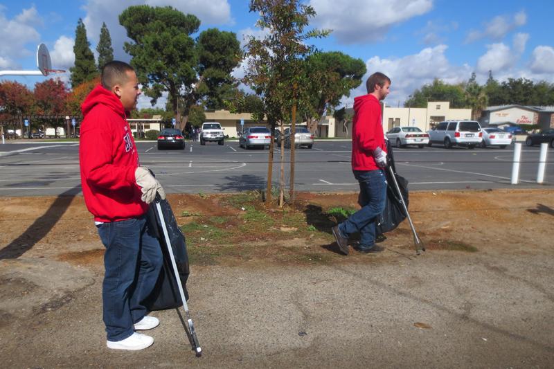 Students participate in a Greek Clean Up Day. This is one of the events sponsored by the Community Revitalization, started by Fresno State ASI in 2011.
Photo Courtesy of Melissa Ellis