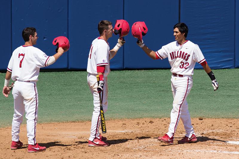 Chris+Mariscal+%2832%29+celebrates+after+hitting+a+three-run+homer+during+Fresno+States+5-3+win+over+Air+Force+Sunday+at+Beiden+Field.+Mariscals+homer+gave+the+Bulldogs+a+5-1+fourth-inning+lead+that+they+would+not+give+up.+Roe+Borunda+%2F+The+Collegian