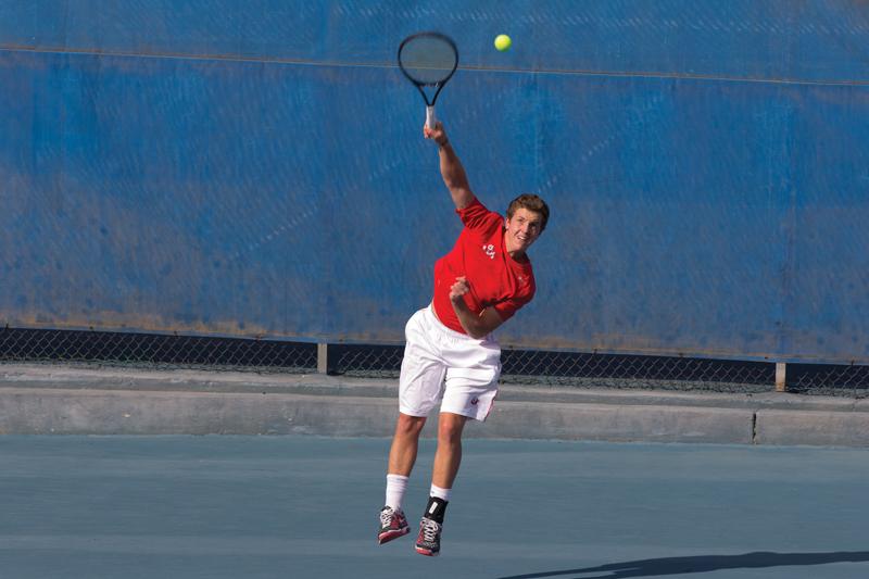 Freshman Felipe Fritz, a newcomer to the Fresno State mens tennis team this season, has emerged at the top of the teams singles ladder. Khlarissa Agee / The Collegian