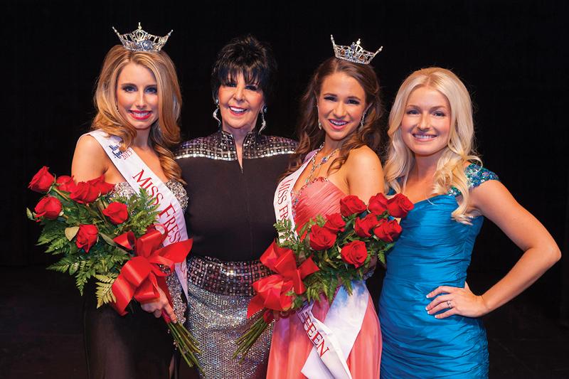 Fresno State student Elizabeth Farr (left) with Marie Theurich, Emma DenBesten (nominated Miss Fresno Countys Outstanding Teen) and Kristin Safian. Farr was crowned Miss Fresno County on March 16. She is now preparing to compete in the Miss California pageant in June.
Photo courtesy of Brett Nelson / AmbientArtPhoto.com  