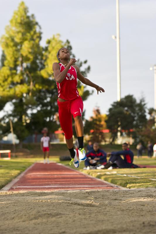 Fresno State long Jumper Je’Nia Sears (above) hopes the progress she has made during her freshman year and this season transitions to a top finish in the NCAA Outdoor Championships.  Photo courtesy of Fresno State Athletics