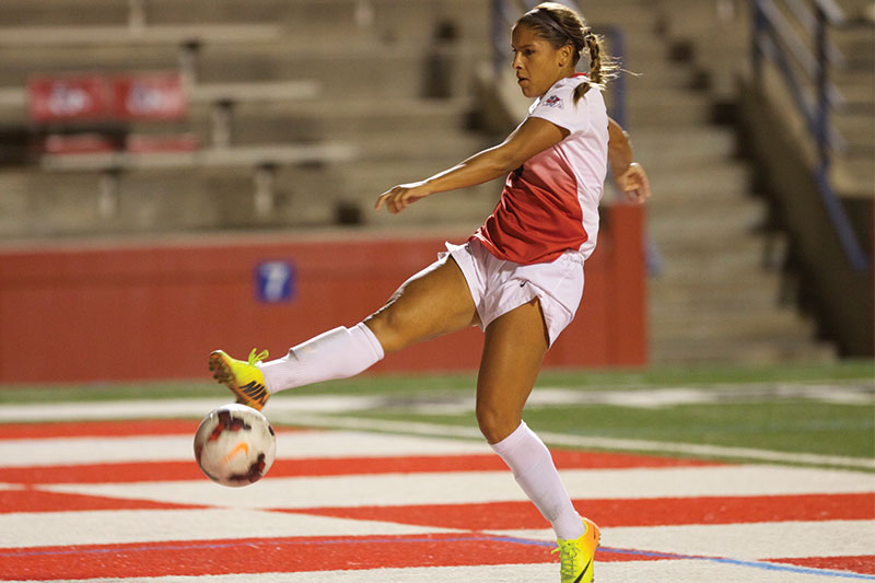 Fresno State senior midfielder Morgan Castain had three goals over the weekend. Two of them were against Nevada on Friday night. Photo by Khlarissa Agee/The Collegian