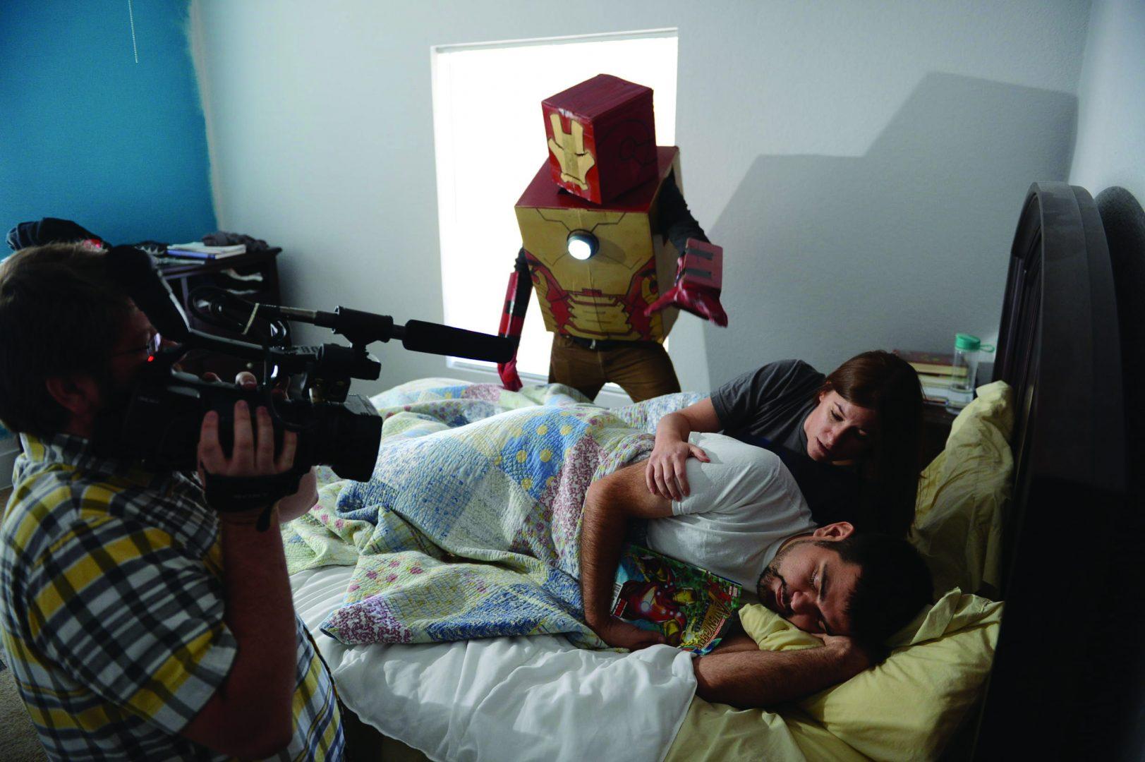 Photo by Mark Crosse

Behind the scenes of Roque Rodriguez and Bryan Harleys sweded Iron Man 3 trailer (From left: Bryan Harley, Jay Montes as Iron Man, Heather McLane, Roque Rodriguez).