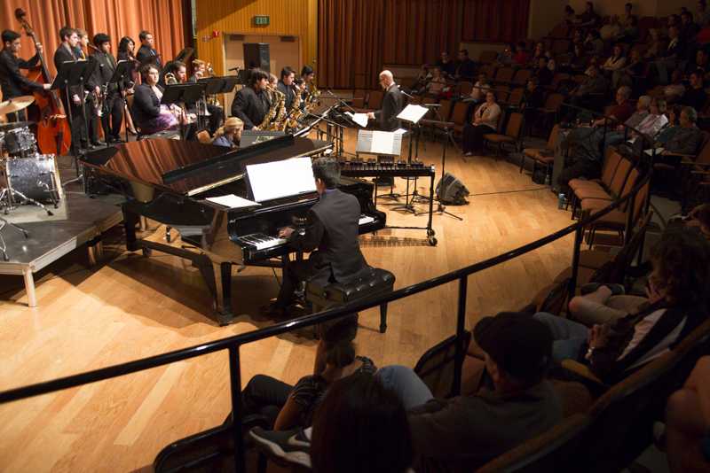 Matt Vieira / The Collegian
Fresno State Jazz Ensemble performs in front of an audience on campus. 