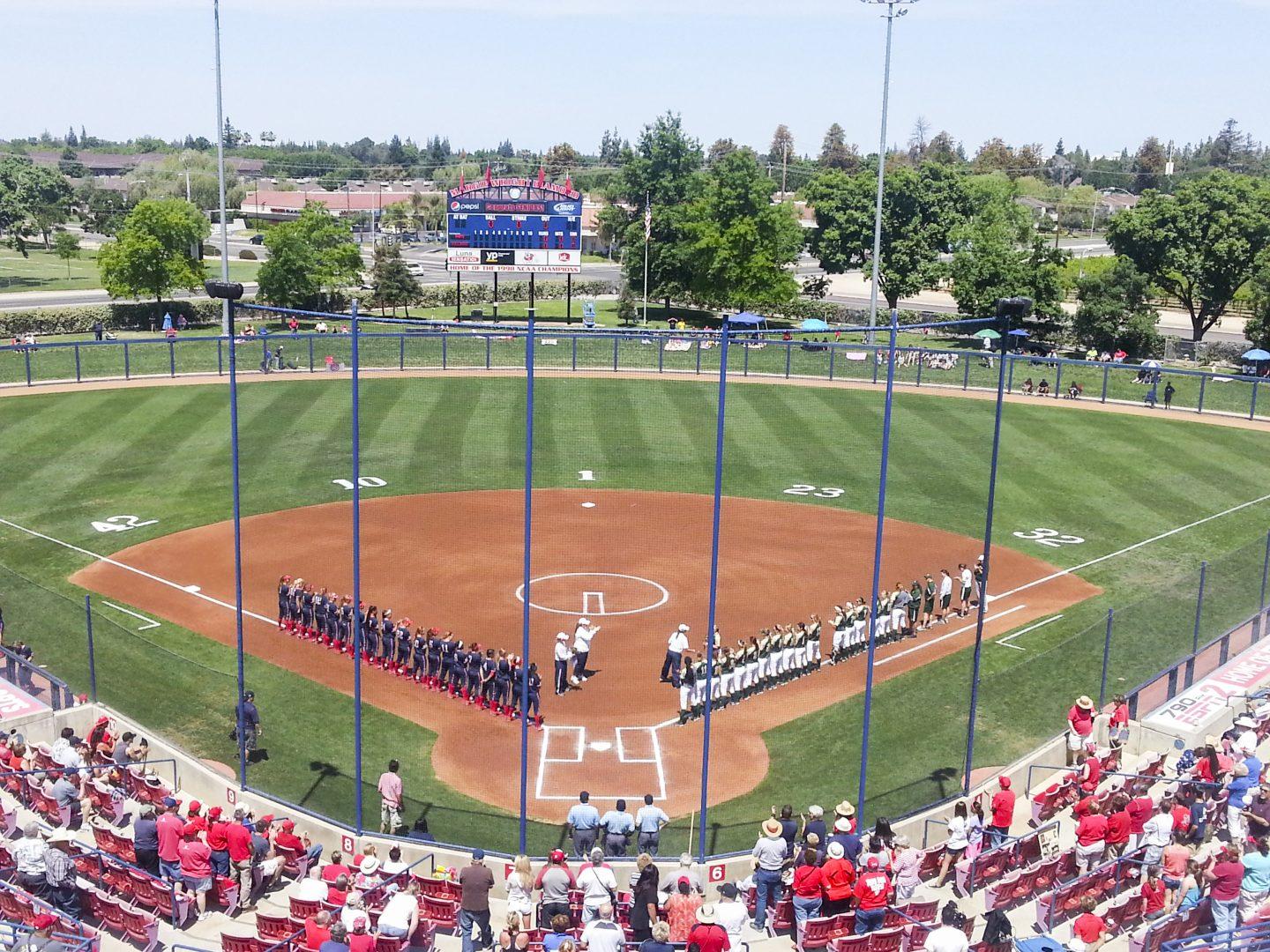 Fresno State softball seniors numbers were proudly displayed at Margie Wright Diamond before the Dogs Senior Day match against the Colorado State Rams. Photo by Christopher Livingston/The Collegian
