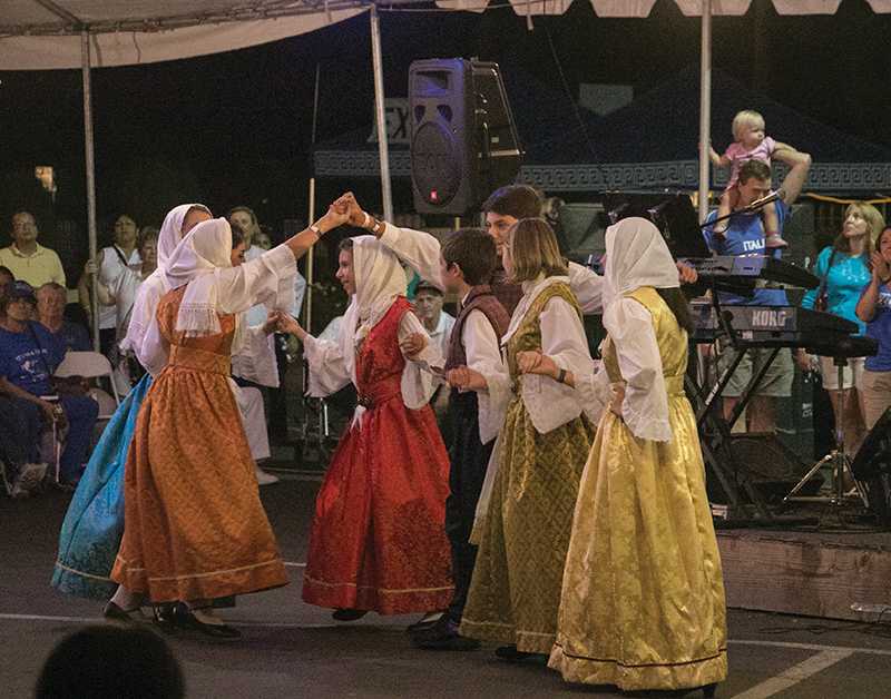 Logan Downing / The Collegian
Greek dancers perform at the Parthenon Stage at the St. George Greek Orthodox Church on Friday night. Attendees were also allowed to join in on a traditional dancing lesson shortly afterwards. The festival ran from Friday, Aug. 22 through Sunday, Aug. 24.