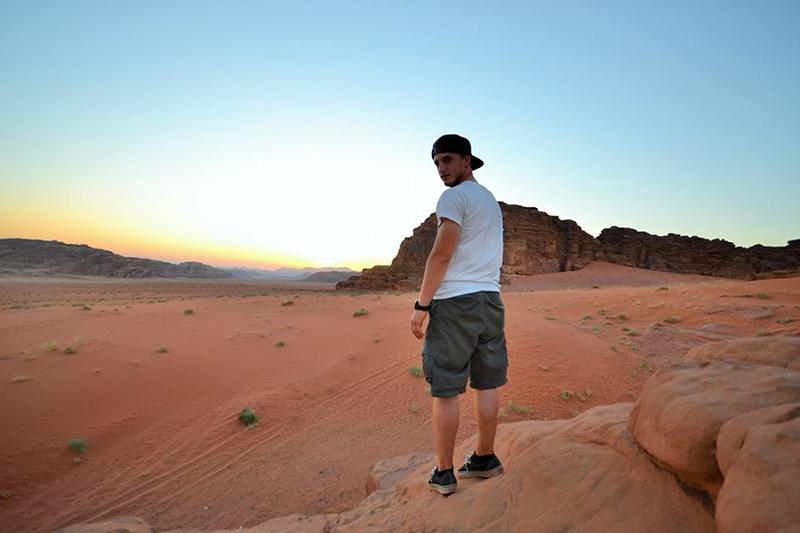 Fresno State cadet Ryan Carder hiking through the deserts of Wadi Rum in Jordan. Photo courtesy of   Ryan Carder