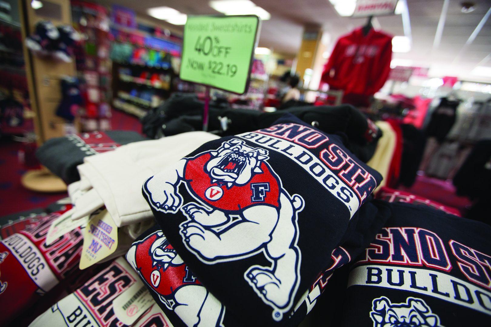 Fresno State Kennel Bookstore carries Fresno State gear such as sweatshirts, shirts, blankets and more.