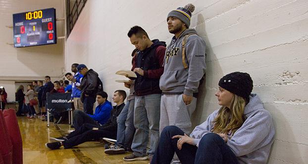 Fresno State students look on as the mens basketball team practices Thursday afternoon at the North Gym. (Paul Schlesinger/The Collegian)