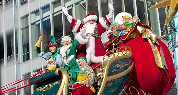 Santa Claus waves to the crowd during the Macys Thanksgiving Day Parade in New York on Thursday, Nov., 28, 2013. (Staton Rabin/Zuma Press/TNS)
