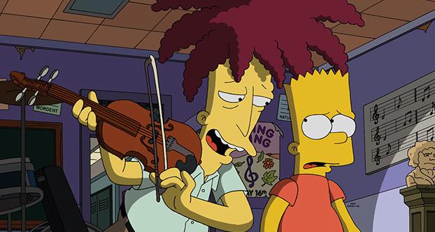 (Left) Sideshow Bob and (right) Bart Simpson in “Treehouse of Horror XXVI” which airs on FOX Sunday, Oct. 25 at 8 p.m. (Courtesy of Fox)