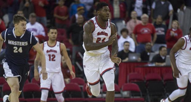 Fresno State junior forward Torren Jones is nearly averaging a double-double this season, recording 12.6 points and 9.4 rebounds per game. (Darlene Wendels/The Collegian)