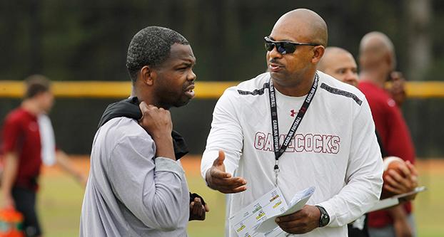 Fresno State named former South Carolina assistant Lorenzo Ward (right) its defensive coordinator on Jan. 12. (Gerry Melendez/The State/MCT) 