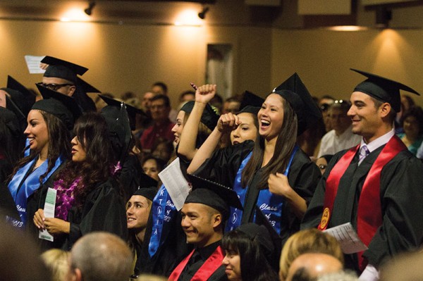 Thousands of 
people from the Central Valley and other places came to graduation in the Save Mart Center to watch Fresno State
students walk across the stage to complete their 
college career.  
college career. Photo by Rosemarie Borunda