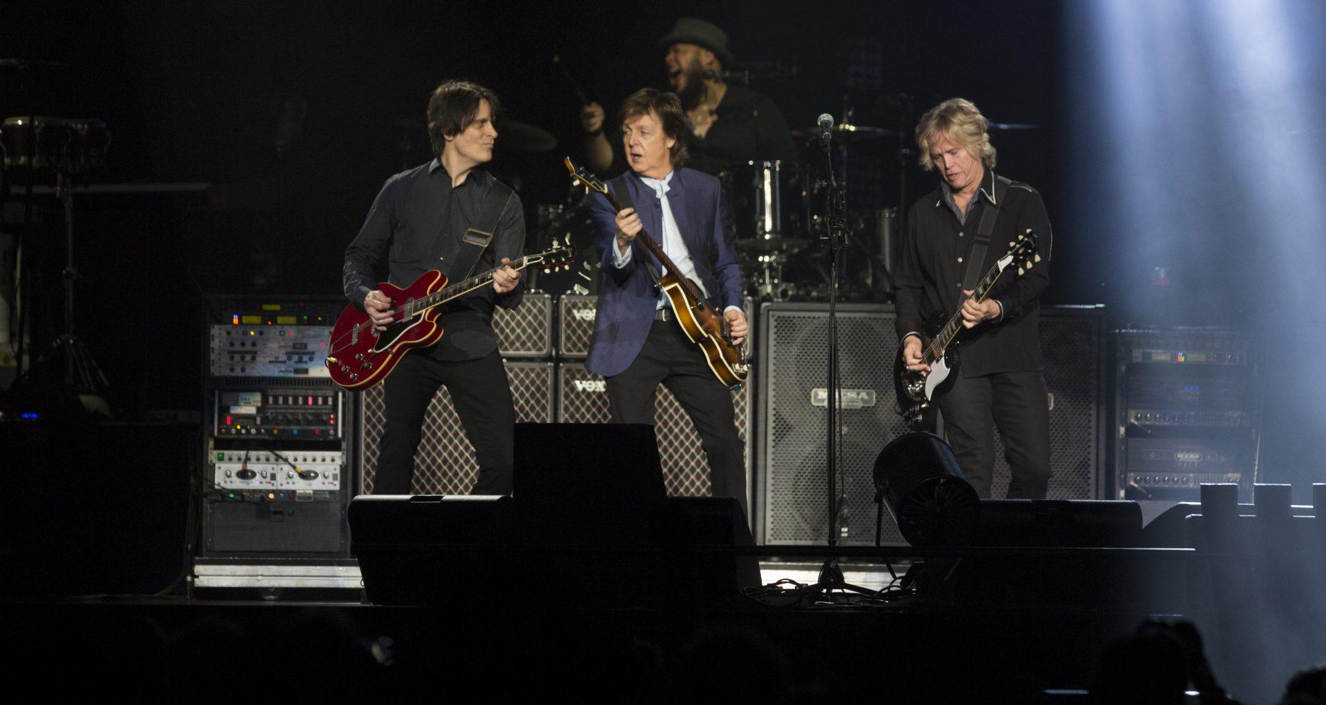 Sir Paul McCartney performs at the Save Mart Center on April 13, 2016. The show kicked of his One on One tour and was his only stop in California. (Darlene Wendels/The Collegian)