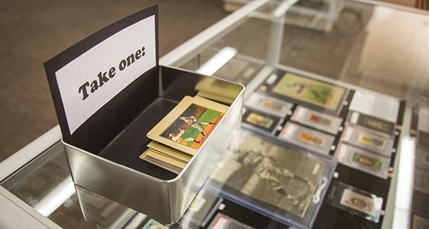 Fresno State holds a vintage baseball card exhibition in the Henry Madden Library, April 14, 2016. The exhibit consisted of 20th century Major League Baseball players including Frank Chance, Tom Seaver and Bobby Cox. (Khone Saysamongdy/The Collegian)