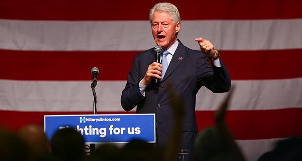 Former President Bill Clinton speaks to a packed house in the Satellite Student Union at Fresno State on Monday, May 23, 2016. (Darlene Wendels/The Collegian)