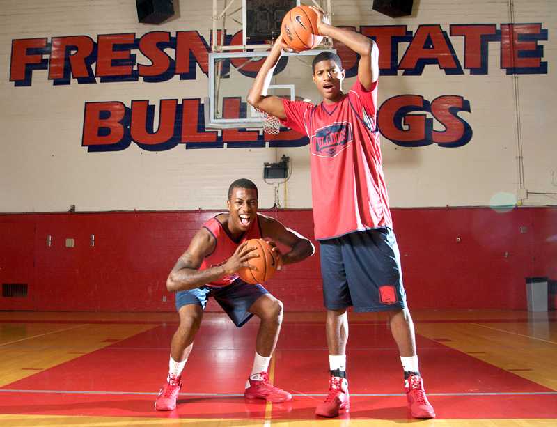 Paul George and teammate Mychal Ladd pose for a picture during their freshmen year at Fresno State. (File Photo/The Collegian)