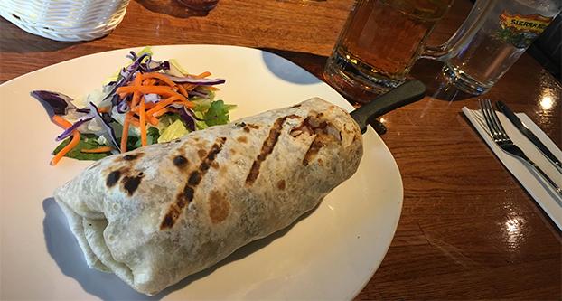 A California burrito at Taps and Tacos on Oct. 3 2016 (Marina McElwee/The Collegian)