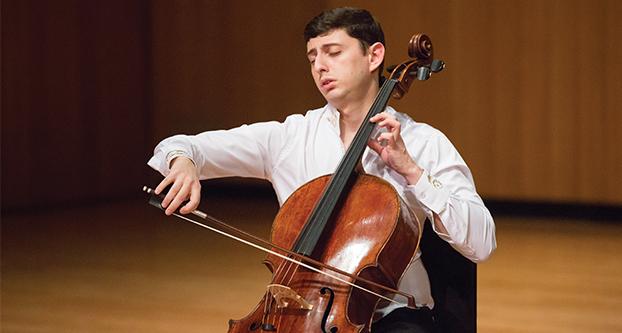 (Christian Ortuno/ The Collegian) Narek Hakhnazaryan plays the cello at the Music Concert Hall on Jan. 29, 2017.