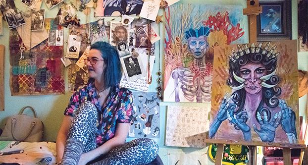 Fresno State alumna Bee Deegan in her home explaining her passion for art and science on Feb. 11, 2017. (Yezmene Fullilove / The Collegian)
