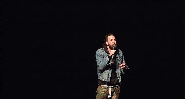Jonathan Kite performs a comedy show in the Satellite Student Union on March 22, 2017.  Kite is best known as “Oleg,” a Ukrainian chef on the CBS comedy show, “Two Broke Girls.” The event was free to Fresno State students with a valid ID.  ( Yezmene Fullilove/ The Collegian)