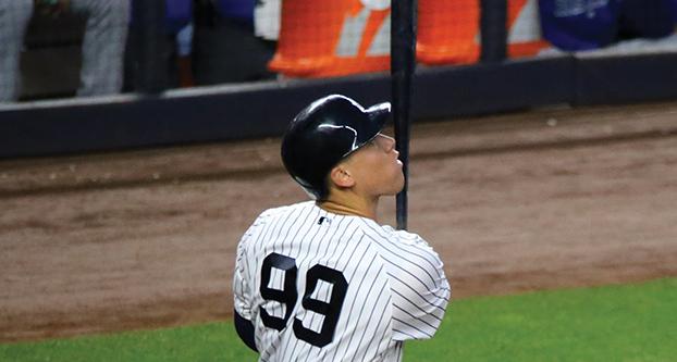 Aaron Judge flies out in the second inning. (Arturo Pardavila III/Flickr)