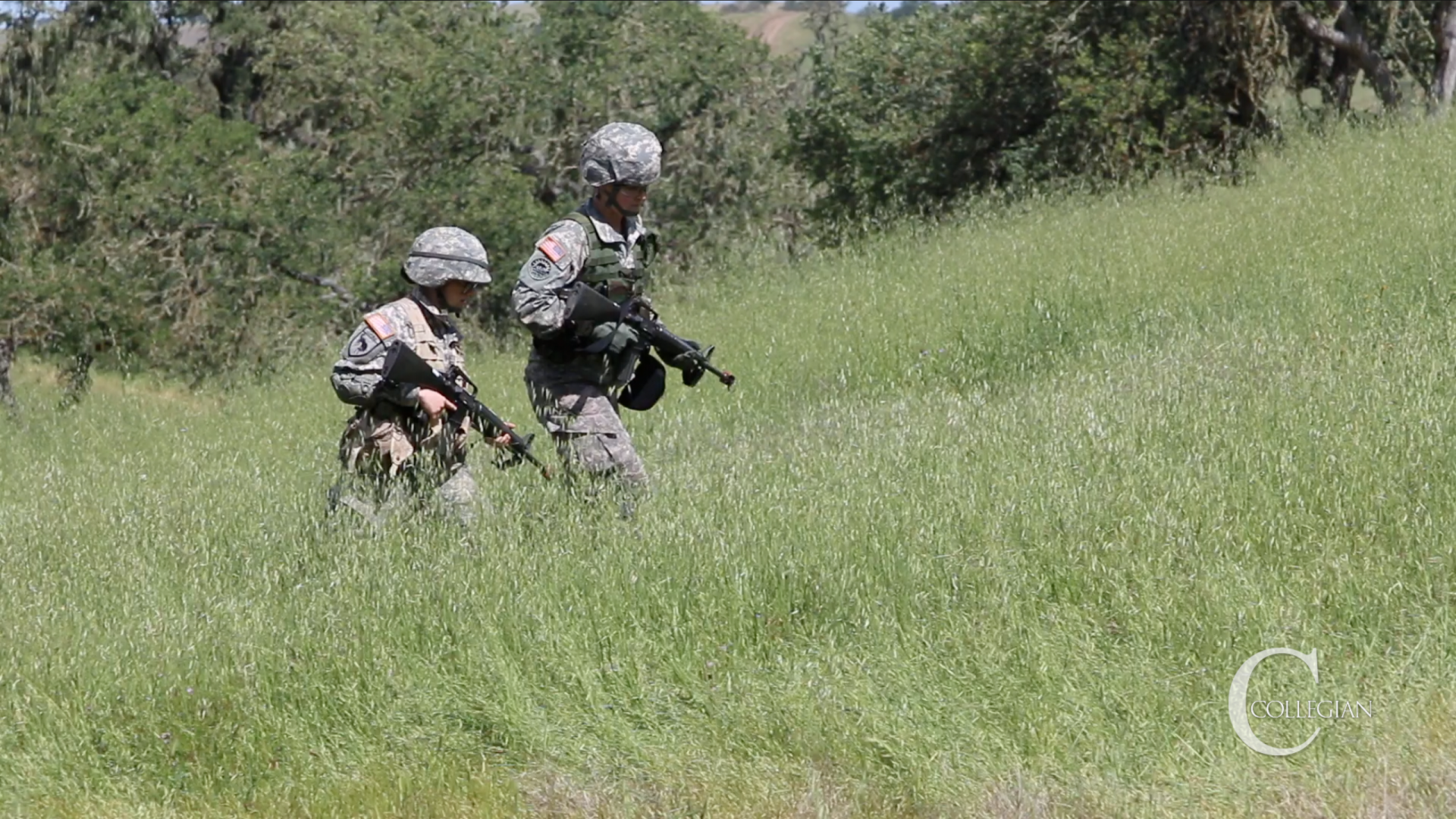 Fresno State Army ROTC cadets scan a field during a training exercise in San Luis Obispo. Photo - Diana Giraldo
