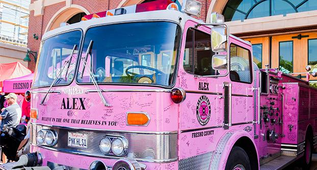 The Pink Fire Truck named Alex in memory of 16-year-old Alexandra Lee Rodriguez who lost her battle to Leukemia in 2005.  (Megan Trindad/The Collegian)