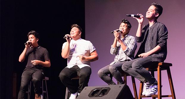 Original members of The Filharmonic, lead by Jules Cruz (left), perform at the Satellite Student Union Wednesday night Sept. 13, 2017. (Alejandro Soto/The Collegian)