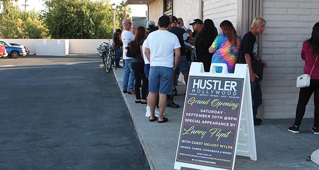 Attendees wait outside of Hustler Hollywood on Sept. 30, 2017. The first 50 people got a free gift bag (Alvaro Lozano/The Collegian). 