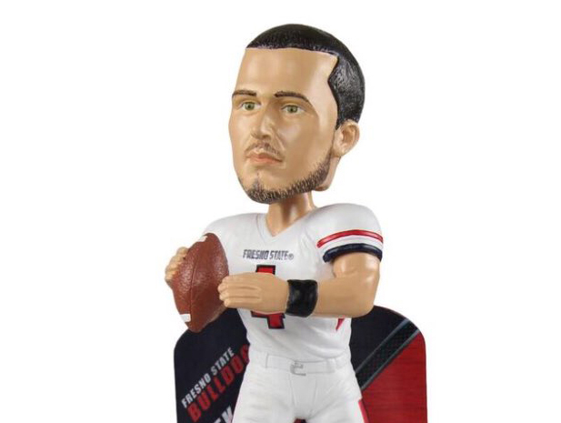 A Derek Carr bobblehead was unveiled Oct. 26 by the National Bobblehead Hall of Fame and Museum. (Phil Sklar)