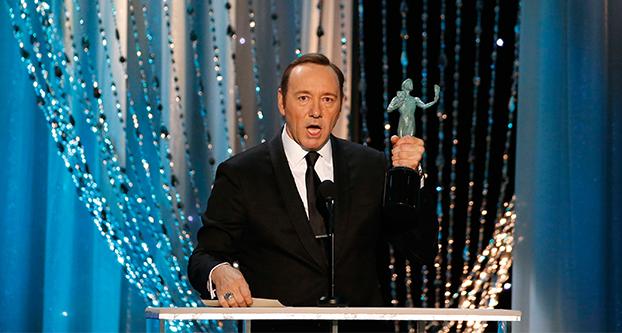 Kevin Spacey on stage at the 22nd Annual Screen Actors Guild Awards at the Shrine Auditorium in Los Angeles on Saturday, Jan. 30, 2016. (Robert Gauthier/Los Angeles Times/TNS)