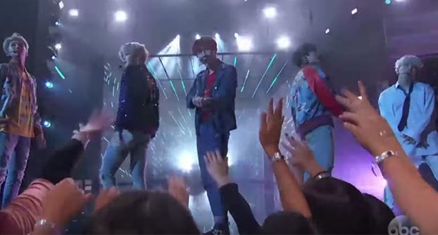 Korean pop group BTS performs at the American Music Awards on Nov. 19, 2107 (Screenshot via ABC). 