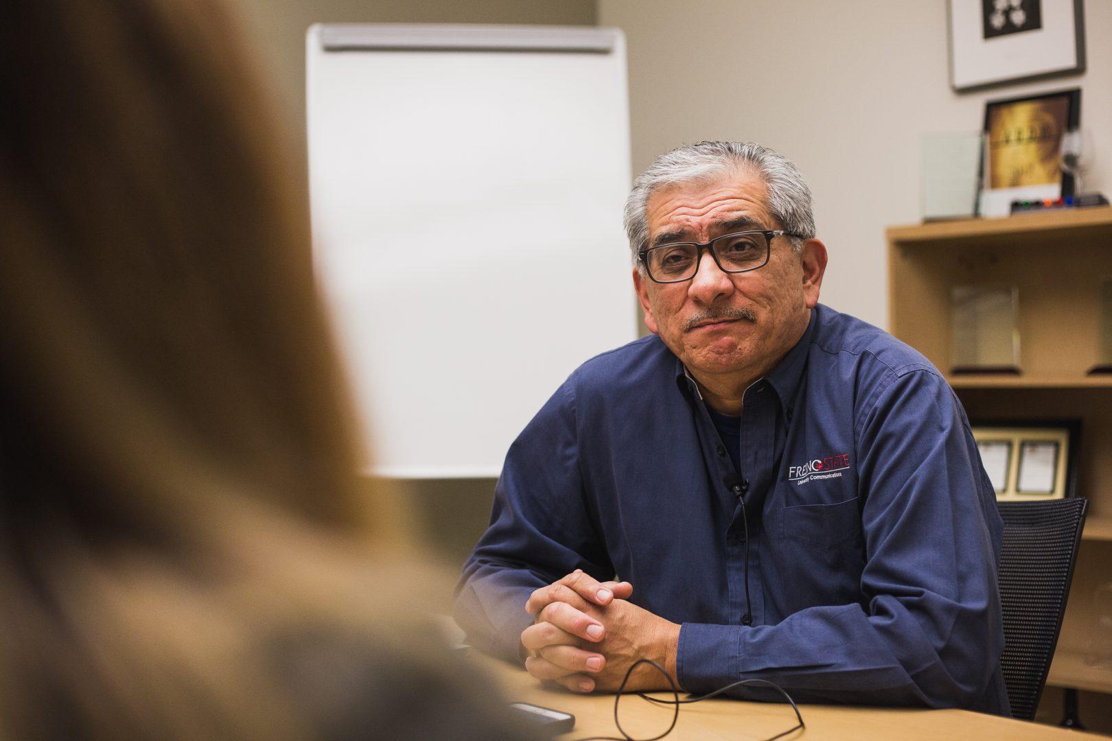 Fresno State public information officer, Tom Uribes, who is retiring on Dec. 6, 2017. He sat down with The Collegian to give a one-on-one interview on Dec. 5, 2017. (Alejandro Soto/The Collegian)