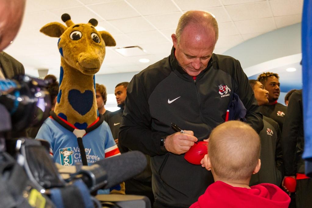 Coach Jeff Tedford at Valley Childrens Healthcare in Madera on Dec. 19, 2017. (Fresno State Athletics)