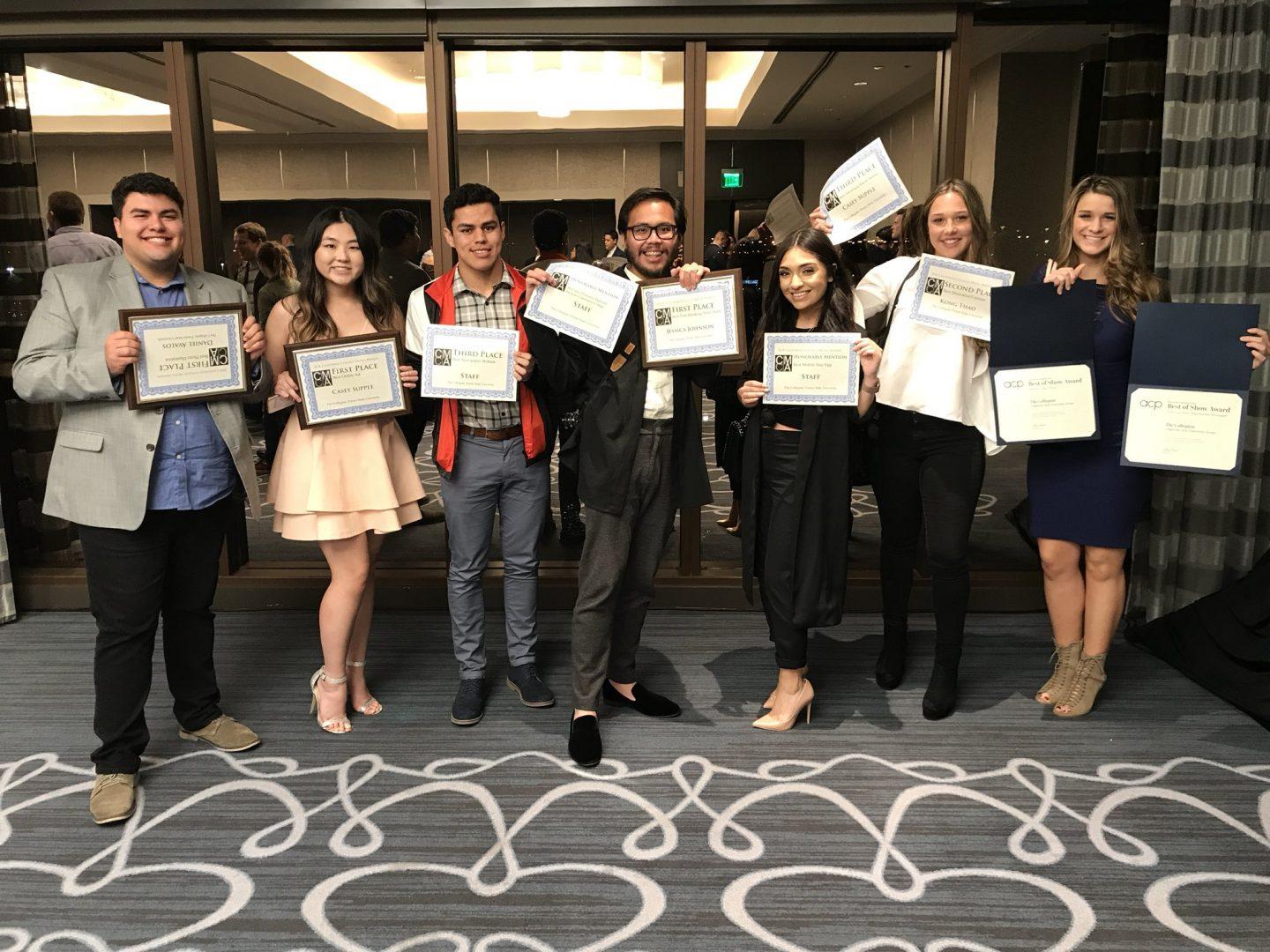 Eight members of The Collegian traveled to Long Beach between March 1-3 for the annual journalism and awards conference hosted by the Associate Collegiate Press and the California College Media Association. The Collegian won 10 awards.