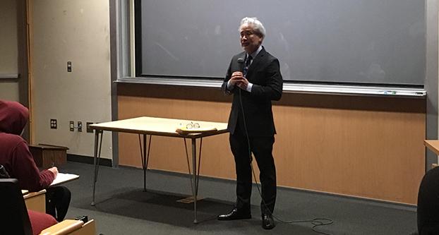 Don Tamaki speaks after a screening of the film ‘And Then They Came For Us.’ (Christian Mattos/The Collegian)