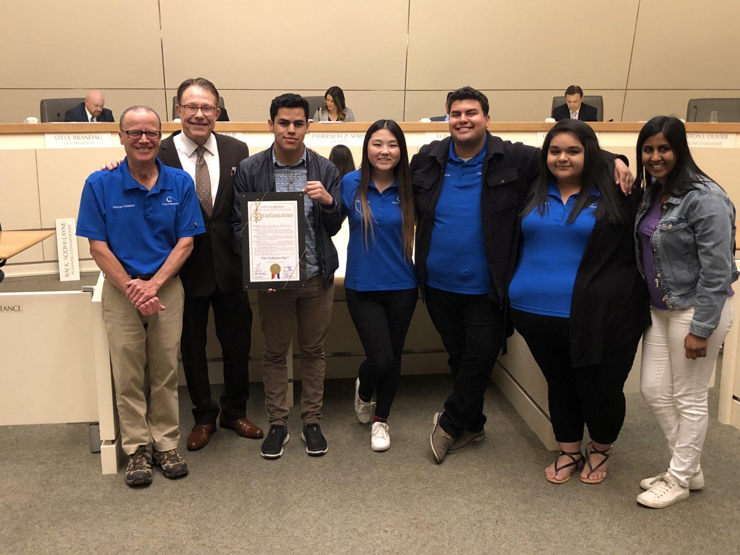 The Collegian staff was honored with a proclamation for The Collegian Day on April 19, 2018. (Chueyee Yang/The Collegian)