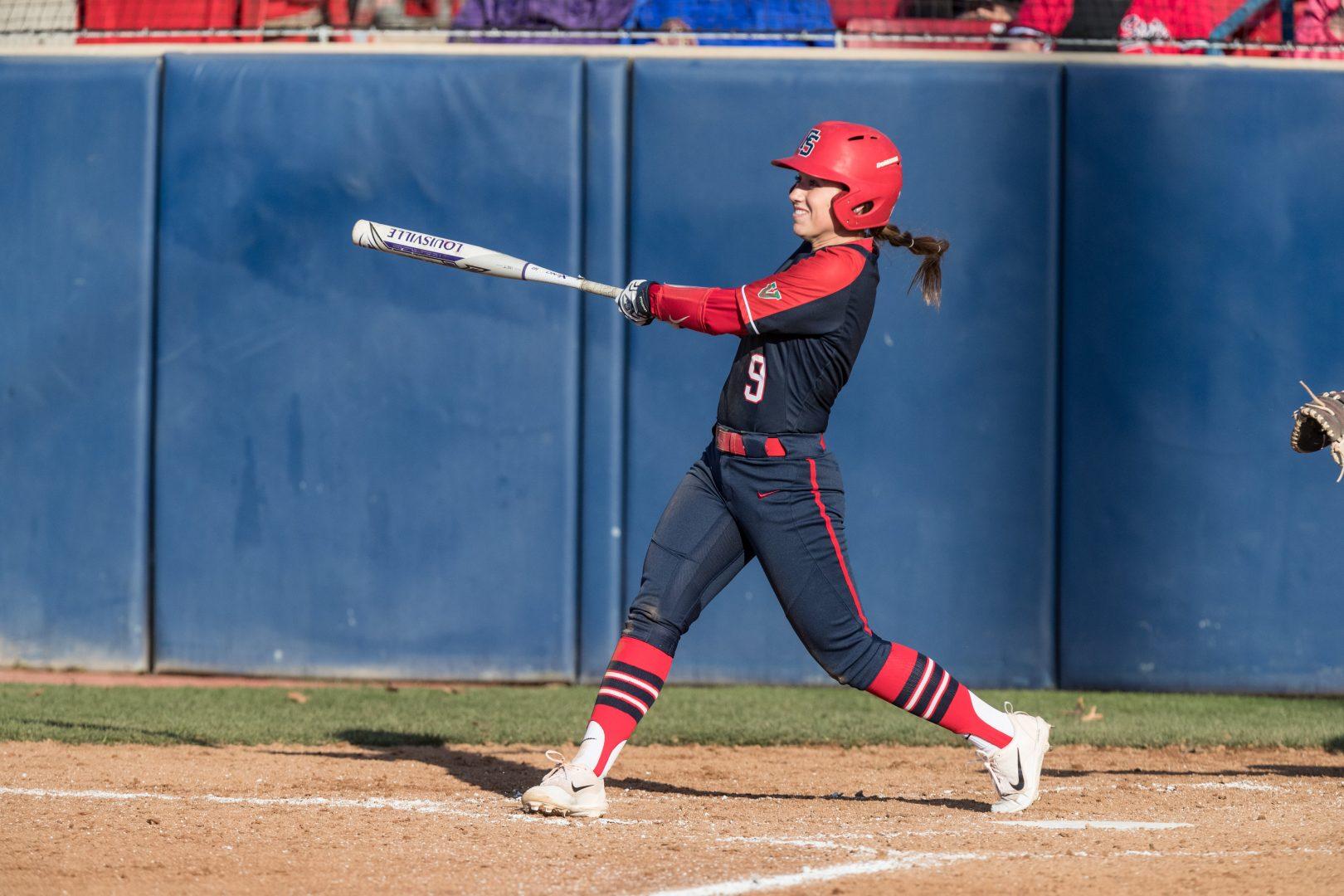 Kansas native and second baseman Miranda Rohleder leads the Fresno State softball team with 43 runs and 45 hits. (Fresno State Athletics) 