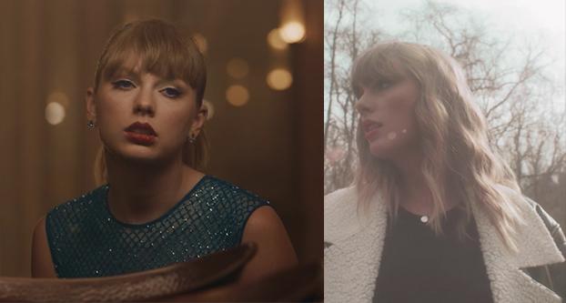 Screenshots from Taylor Swift’s videos for her latest single, ‘Delicate.’ (YouTube/Spotify)
