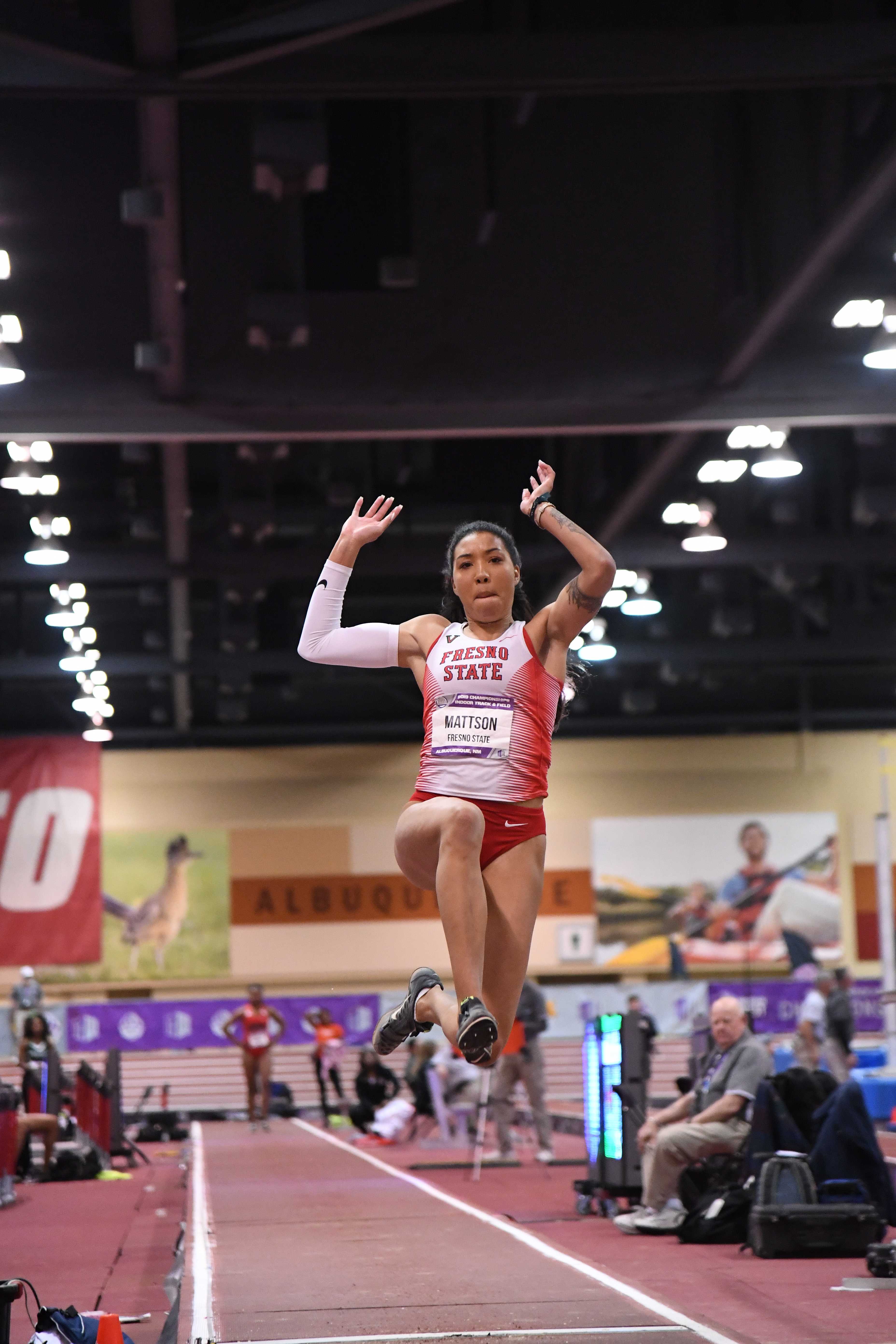 22 FEB 2019: The 2019 Mountain West Indoor Track and Field Championship takes place at the Albuquerque Convention Center in Albuquerque, NM. (Justin Tafoya/NCAA Photos)
