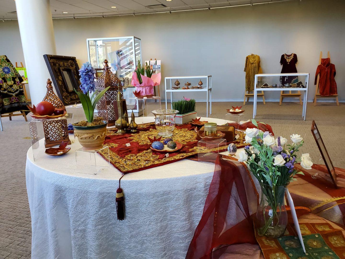 The traditional Persian New Year table is set up in the Henry Madden Library on March 16, 2019. (Courtesy Negin Tahvildary)