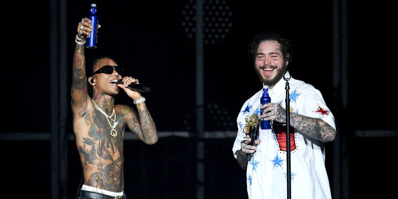 Rae Sremmurd’s Swae Lee and Post Malone, February 2019 (Kevin Winter/Getty Images for Bud Light Super Bowl Music Fest)